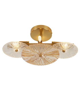 Wagon Wheel 6 Light Wall/Flush Bronze Amber Glass_Main
