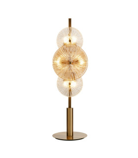 Wagon Wheel 6 Light Table Lamp Bronze Amber Glass_Main