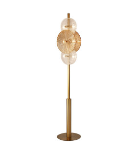 Wagon Wheel 6 Light Floor Lamp Bronze Amber Glass_Main