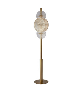 Wagon Wheel 6 Light Floor Lamp Bronze Amber Glass_Off