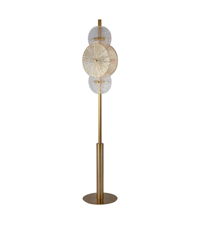 Wagon Wheel 6 Light Floor Lamp Bronze Amber Glass_Off