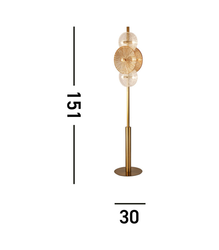 Wagon Wheel 6 Light Floor Lamp Bronze Amber Glass_Line
