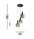 Sweden 3 Light MultiDrop Pendant Black Smoked Glass_Line