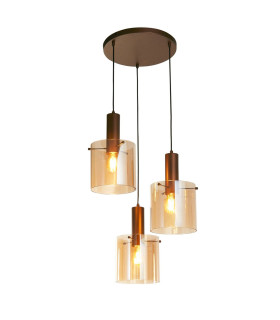 Sweden 3 Light MultiDrop Pendant Mocha Amber Glass_Main