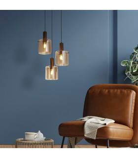 Sweden 3 Light MultiDrop Pendant Mocha Amber Glass_Room