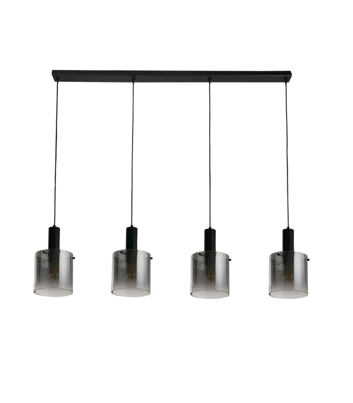 Sweden 4 Light Bar Pendant Black Smoked Ombre Glass_Off