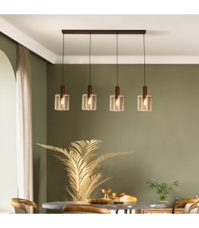 Sweden 4 Light Bar Pendant Mocha Amber Glass_Room