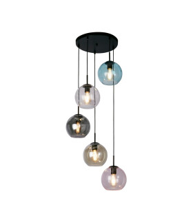 Mardi Gras II 5 Light Pendant Black Coloured Glass_Main