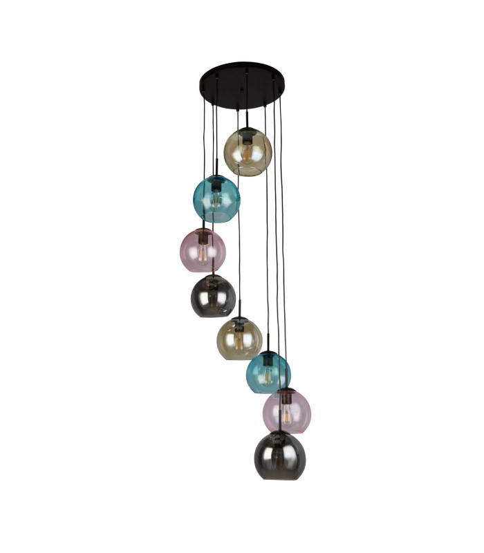 Mardi Gras II 8 Light Pendant Black Coloured Glass_Off