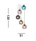 Mardi Gras II 5 Light Pendant Black Coloured Glass_Line