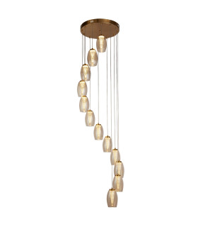 Cyclone 12 Light Pendant Bronze Champagne Glass_Main