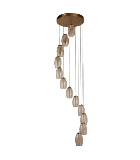 Cyclone 12 Light Pendant Bronze Champagne Glass_Off