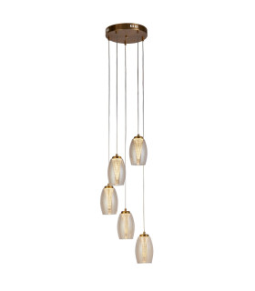 Cyclone 5 Light Pendant Bronze Champagne Glass_Main