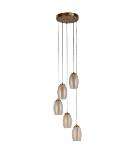 Cyclone 5 Light Pendant Bronze Champagne Glass_Off