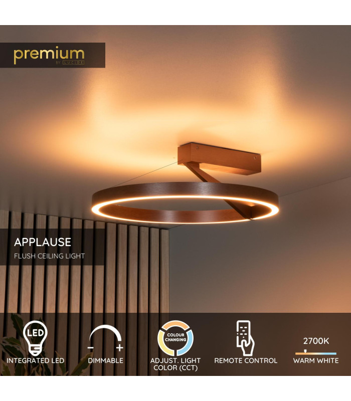 Lucide APPLAUSE - Flush ceiling light - Ø 40 cm - LED Dim. - CCT - 1x26W 2200K/4000K - Coffee | Premium-2