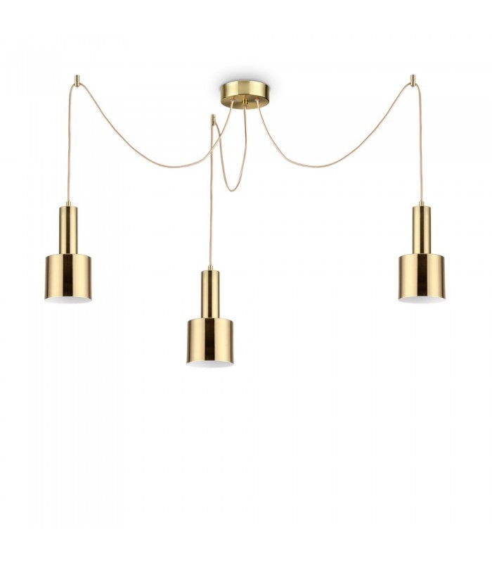 Indoor Ceiling Pendant Lamp 3 Lights Brass Satin, E27 - 1