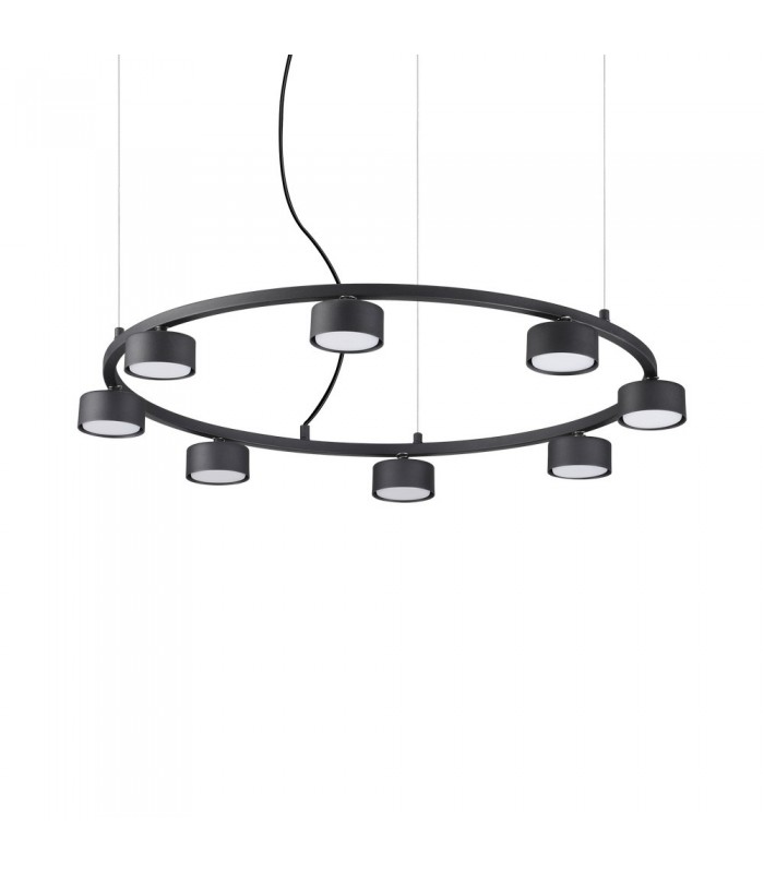 Indoor 8 Light Circular Ceiling Pendant Lamp 8 Lights Black - 1