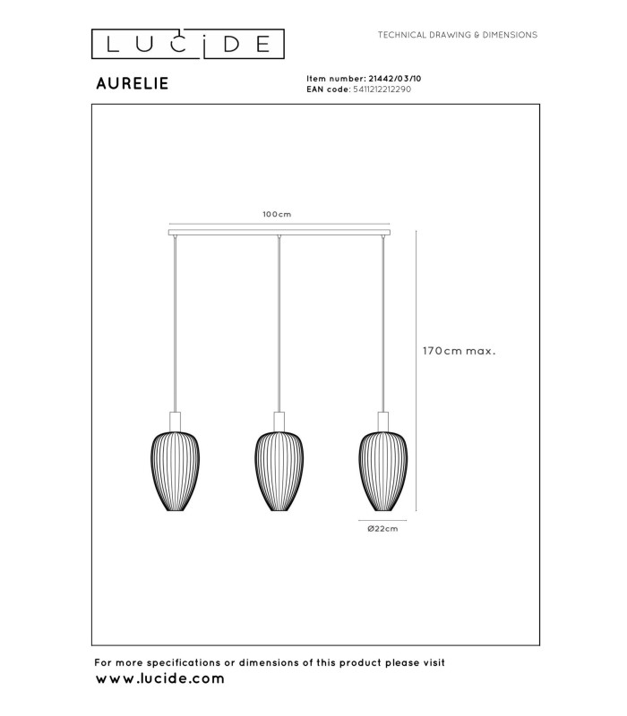 Lucide AURELIE - Pendant light - 3xGU10 (MR11) - Gold | Vibes-6