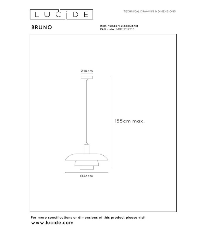 Lucide BRUNO - Pendant light - Ø 38 cm - 1xE27 - Taupe | Essential-4
