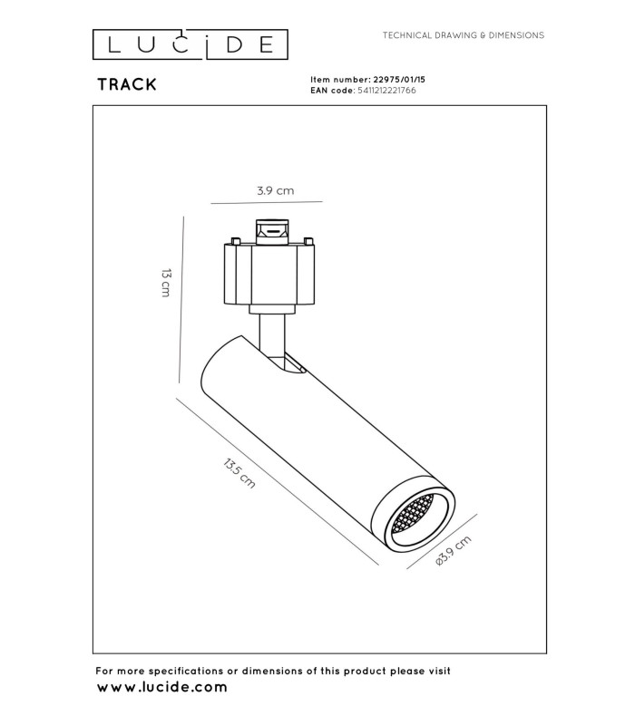 Lucide TRACK GRADO Track spot - 1-circuit Track lighting system - 1xGU10(MR11) - Grey iron(Extension)-4