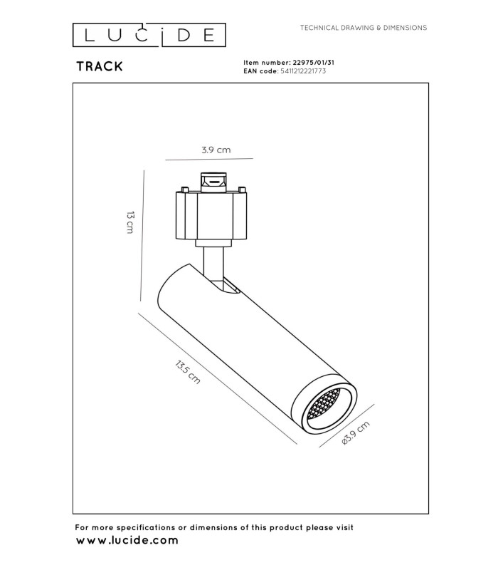 Lucide TRACK GRADO Track spot - 1-circuit Track lighting system - 1xGU10(MR11) - White (Extension)-5