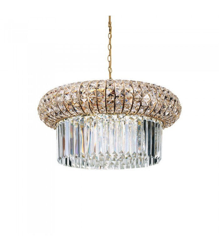 Indoor Crystal Ceiling Pendant Lamp 12 Lights Gold, E14 - 1