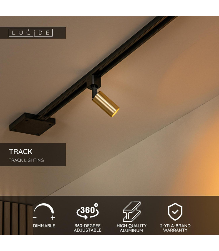 Lucide TRACK RITMO Track spot - 1-circuit Track lighting system - 1xGU10/MR11 - Matt Gold / Brass (Extension)-2