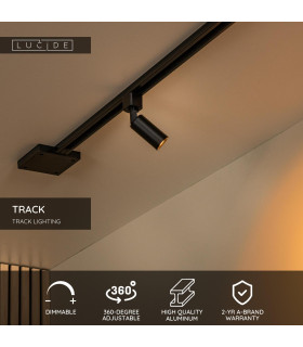 Lucide TRACK RITMO Track spot - 1-circuit Track lighting system - 1xGU10/MR11 - Black(Extension)-2