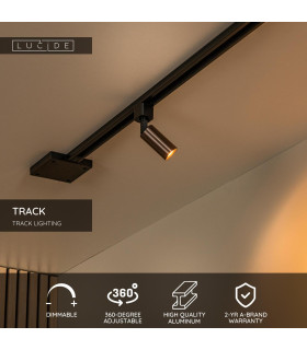 Lucide TRACK RITMO Track spot - 1-circuit Track lighting system - 1xGU10/MR11 - Coffee (Extension)-2