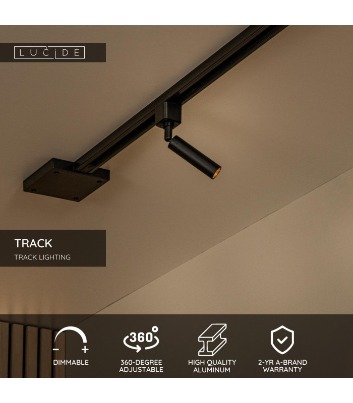 Lucide TRACK KEONI Track spot - 1-circuit Track lighting system - 1xG9- Black(Extension)-2
