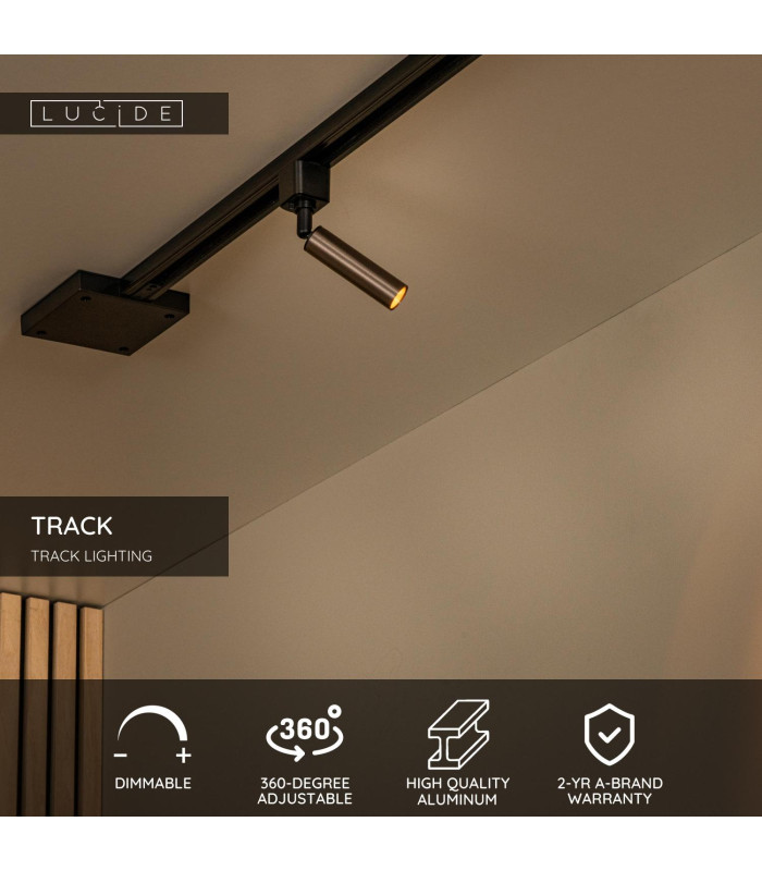 Lucide TRACK KEONI Track spot - 1-circuit Track lighting system - 1xG9- Coffee (Extension)-2
