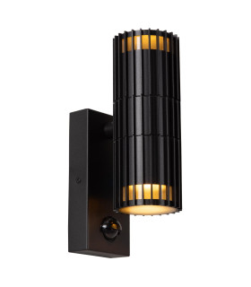 Lucide TIMBALA - Wall spotlight / Wall light Indoor/Outdoor - 2xGU10 - IP44 - Motion & Day/Night Sensor - Black | Essential-1