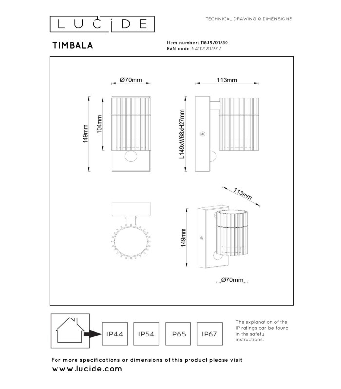 Lucide TIMBALA - Wall spotlight / Wall light Indoor/Outdoor - 1xGU10 - IP44 - Motion & Day/Night Sensor - Black | Essential-4