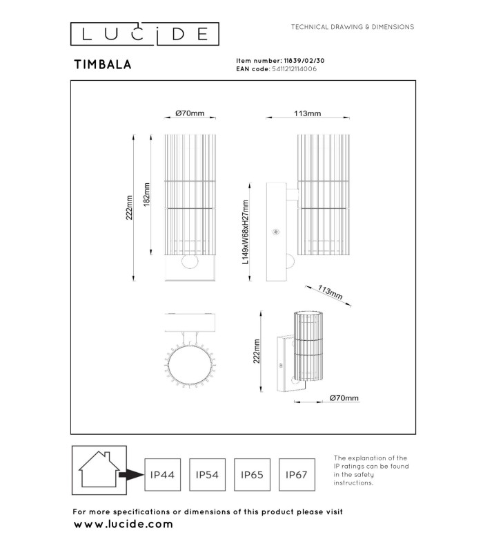 Lucide TIMBALA - Wall spotlight / Wall light Indoor/Outdoor - 2xGU10 - IP44 - Motion & Day/Night Sensor - Black | Essential-5