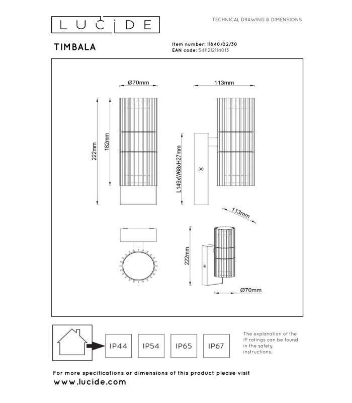 Lucide TIMBALA - Wall spotlight / Wall light Indoor/Outdoor - 2xGU10 - IP44 - Black | Essential-4