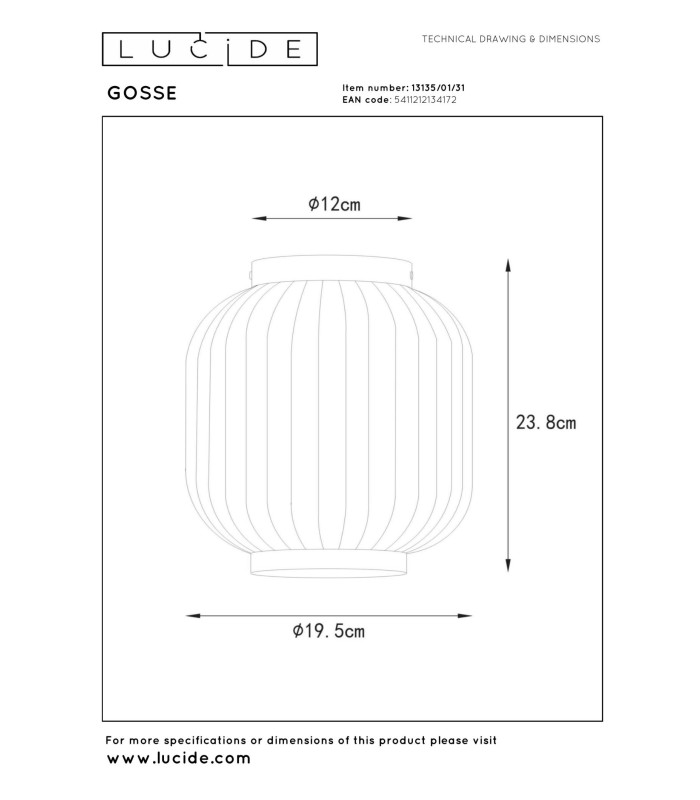 Lucide GOSSE - Flush ceiling light - Ø 19