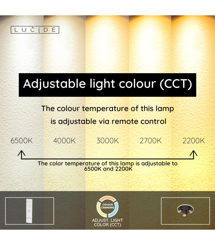 Lucide EVERINA - Flush ceiling light - Ø 40 cm - LED Dim. - CCT - 2200K/6500K - Black | Essential-5