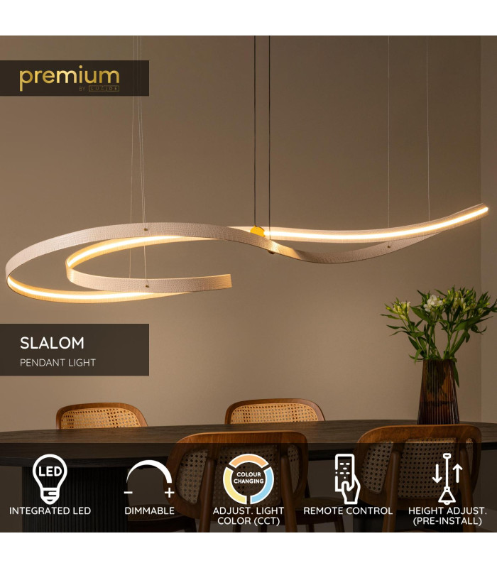 Lucide SLALOM - Pendant light - LED Dim. - CCT - 1x80W 2200K/4000K - Cream | Premium-2
