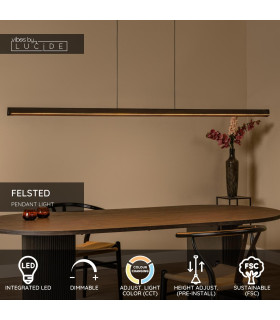 Lucide FELSTED - Pendant light - LED Dim. - CCT - 1x28W 2200K/4000K - Black | Vibes-2