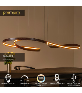 Lucide SLALOM - Pendant light - LED Dim. - CCT - 1x80W 2200K/4000K - Coffee | Premium-2