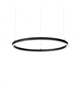 Integrated LED Circle Ceiling Pendant Lamp 1 Light Black 3000K - 1