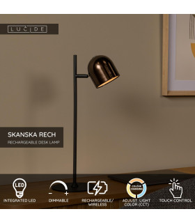 Lucide SKANSKA RECH - Rechargeable Desk lamp Indoor/Outdoor - Battery pack - LED Dim. - CCT - 1x3W 3000K/6000K - IP44 - Coffee-2