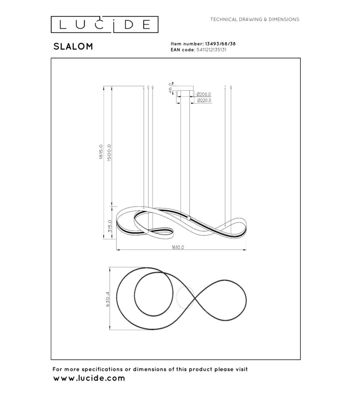 Lucide SLALOM - Pendant light - LED Dim. - CCT - 1x80W 2200K/4000K - Cream | Premium