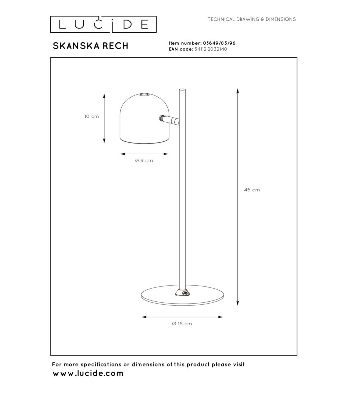 Lucide SKANSKA RECH - Rechargeable Desk lamp Indoor/Outdoor - Battery pack - LED Dim. - CCT - 1x3W 3000K/6000K - IP44 - Coffee
