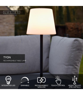 Lucide TYON - Rechargeable Table lamp Indoor/Outdoor - Battery pack - LED Dim. - 1x2W 2700K - IP65 - Black-2