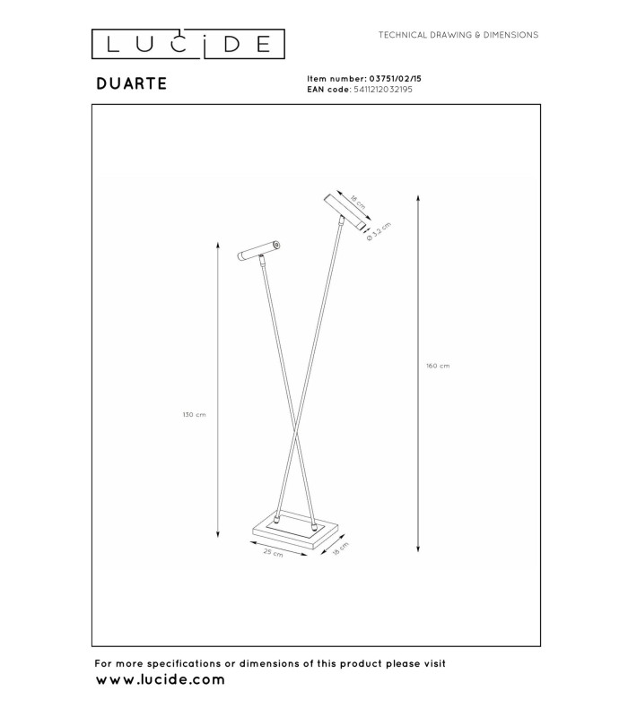 Lucide DUARTE - Floor lamp - 2xG9 - Grey iron | Vibes-9