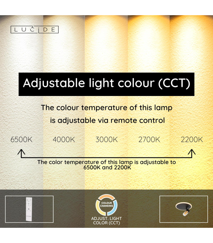 Lucide EVERINA - Flush ceiling light - Ø 23 cm - LED Dim. - CCT - 2200K/6500K - Black | Essential-5