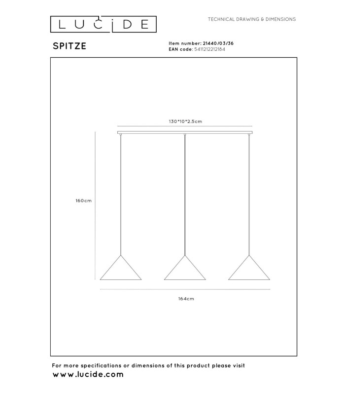 Lucide SPITZE - Pendant light - 3xE27 - Grey | Vibes-6