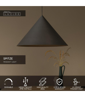 Lucide SPITZE - Pendant light - Ø 60 cm - 1xE27 - Grey | Vibes-2