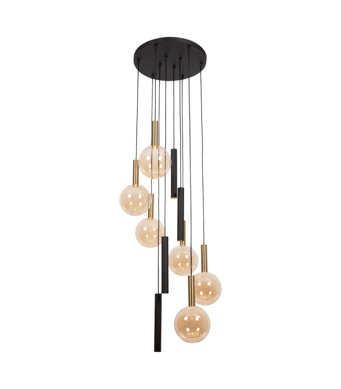 Lucide JOSIANE - Pendant light - Ø 55 cm - 6xG9 - Black | Vibes-1